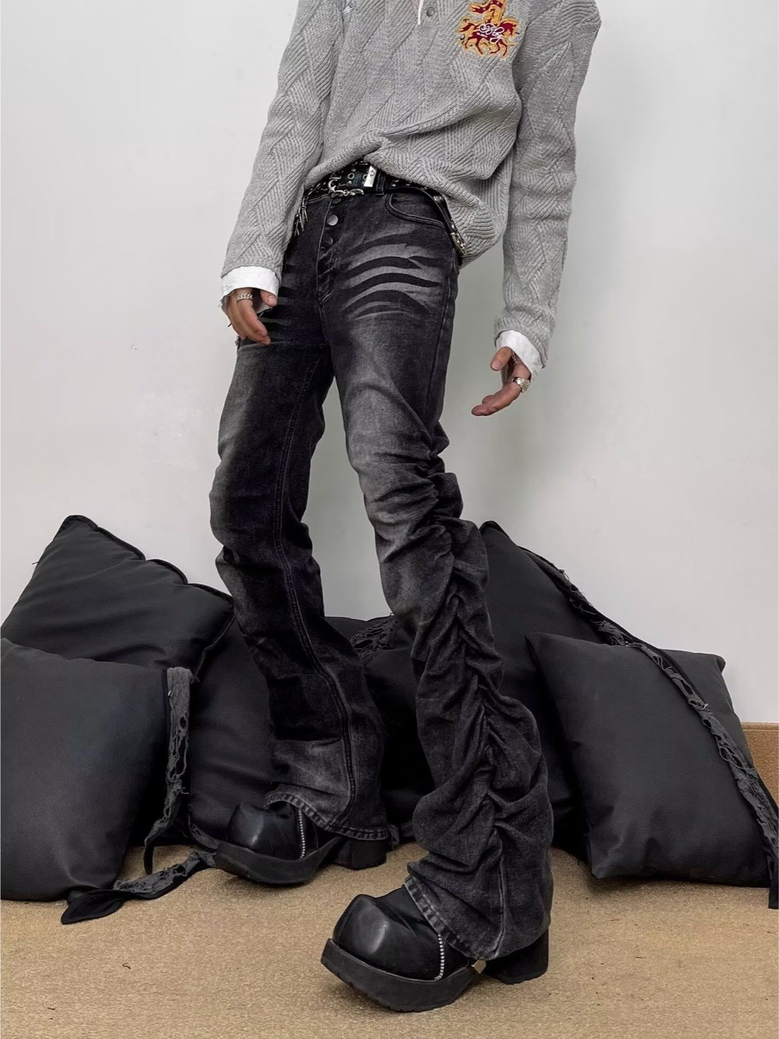 Streetwear Brand Denim - Jeans slim droits rétro évasés pour