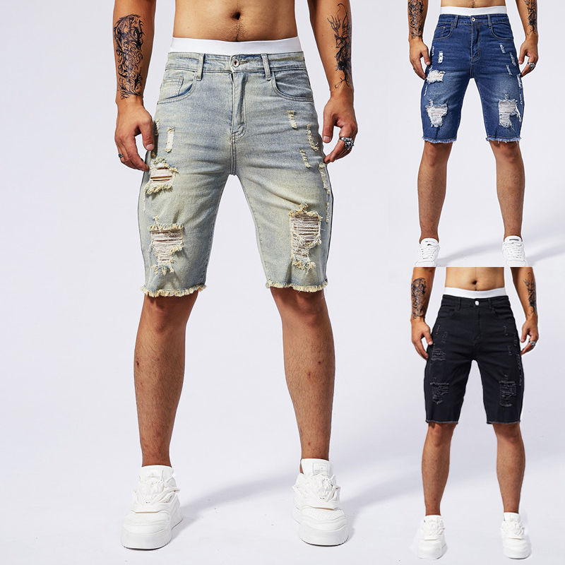 Streetwear Brand Denim - Short en Denim déchiré pour hommes,